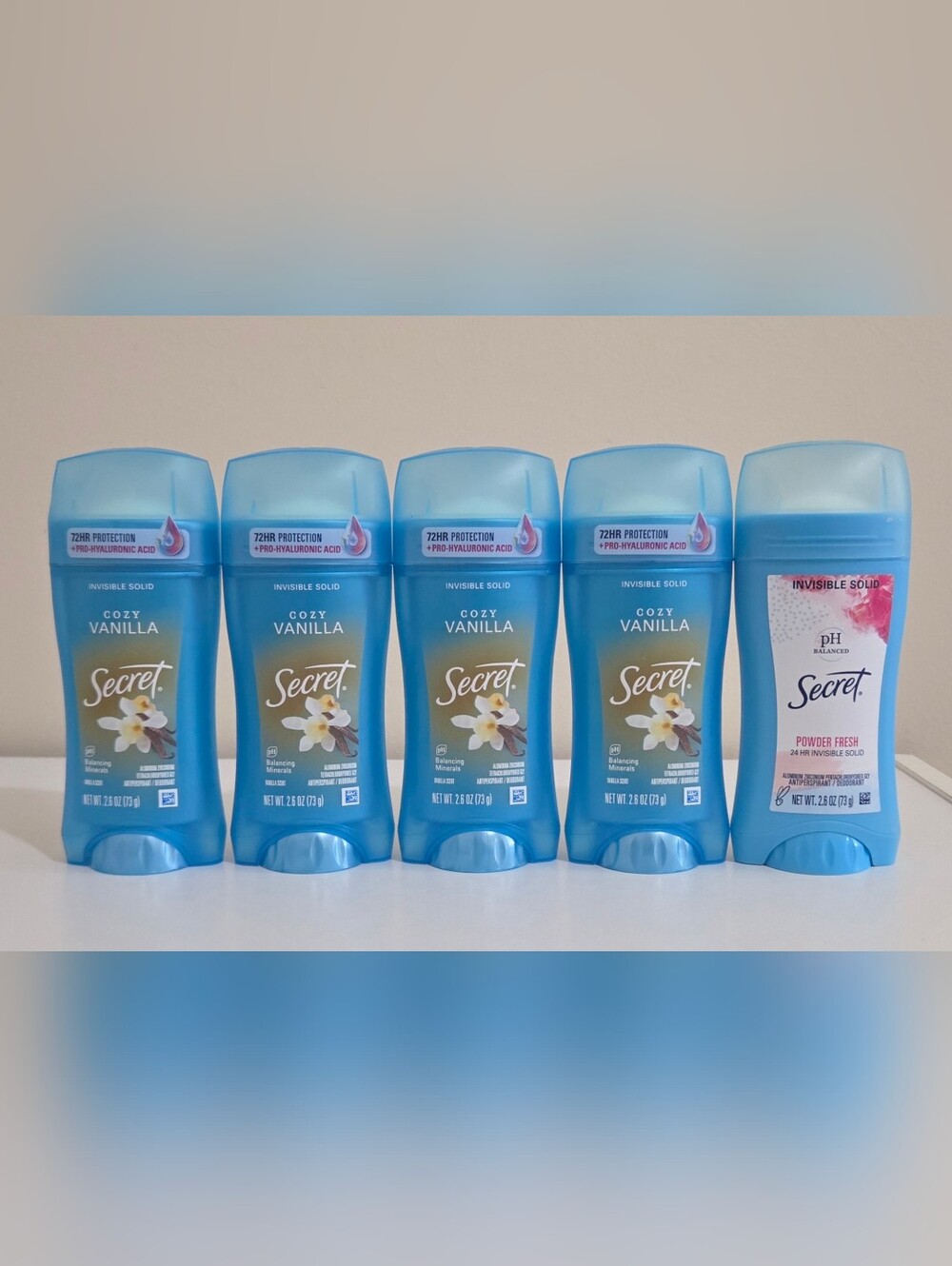 New Secret Invisible Solid Antiperspirant Deodorant Lot (5 Items)